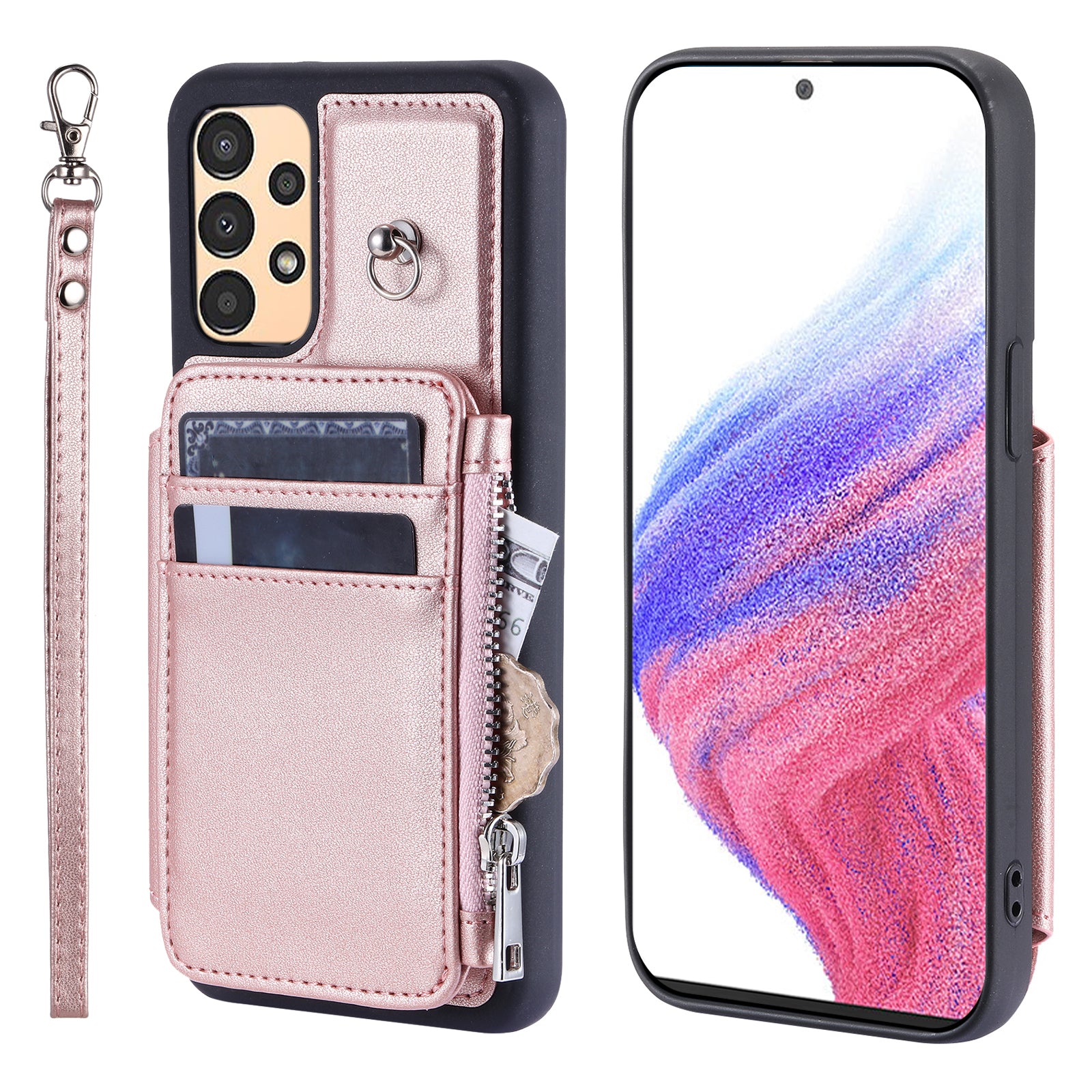 009 Shockproof Phone Case for Samsung Galaxy A53 5G RFID Blocking PU TPU Cover Kickstand Zipper Wallet Shell with Strap 009 Shockproof Phone Case for Samsung Galaxy A53 5G RFID Blocking PU TPU Cover Kickstand Zipper Wallet Shell with Strap